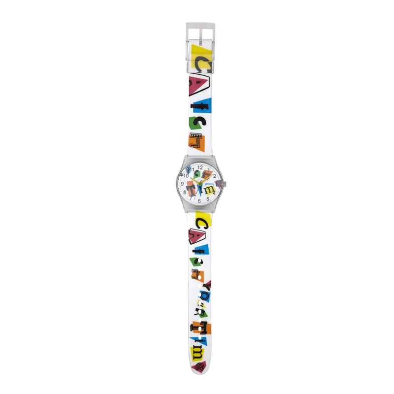 Reloj Reloj university analogo, para Mujer niña, tablero redondo color blanco, estilo arabigos, pulso plastico color blanco