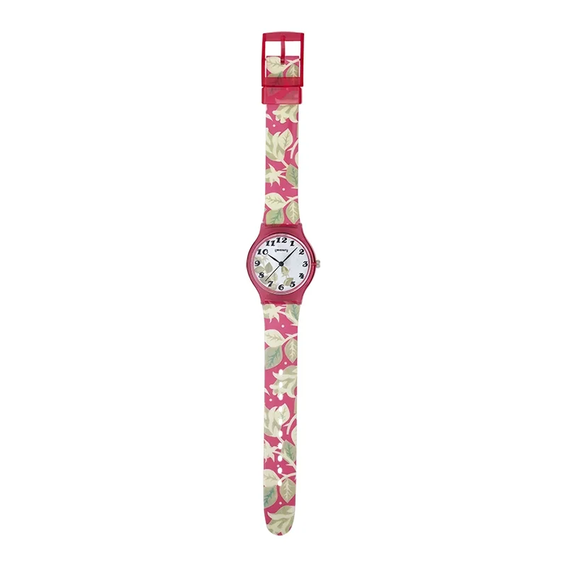 Reloj Reloj university analogo, para Mujer niña, tablero redondo color blanco, estilo arabigos, pulso plastico colores rosa y rosado