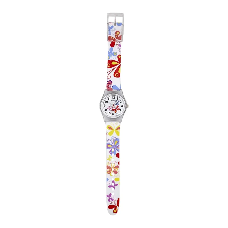 Reloj Reloj university analogo, para Mujer niña, tablero redondo color blanco, estilo arabigos, pulso plastico color blanco