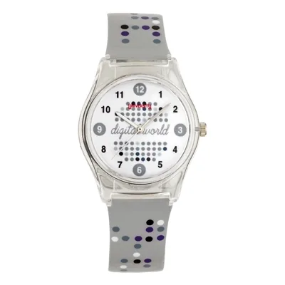 Reloj Reloj university analogo, para Mujer niña, tablero redondo color blanco, estilo arabigos, pulso plastico color gris