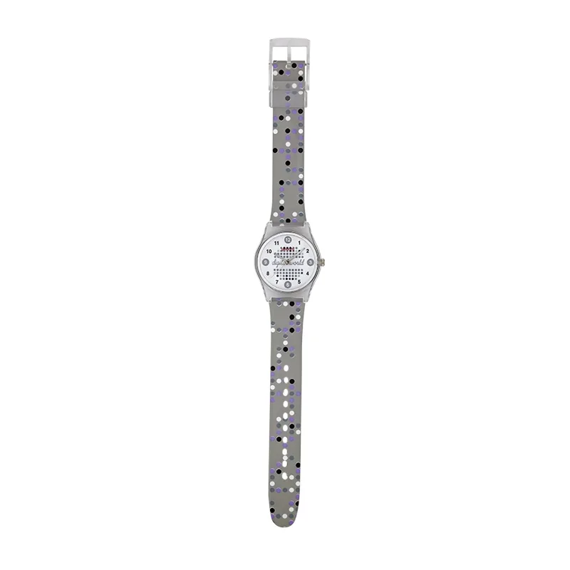 Reloj Reloj university analogo, para Mujer niña, tablero redondo color blanco, estilo arabigos, pulso plastico color gris