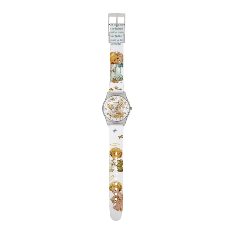 Reloj Reloj university analogo, para Mujer niña, tablero redondo color blanco, estilo arabigos, pulso plastico color blanco