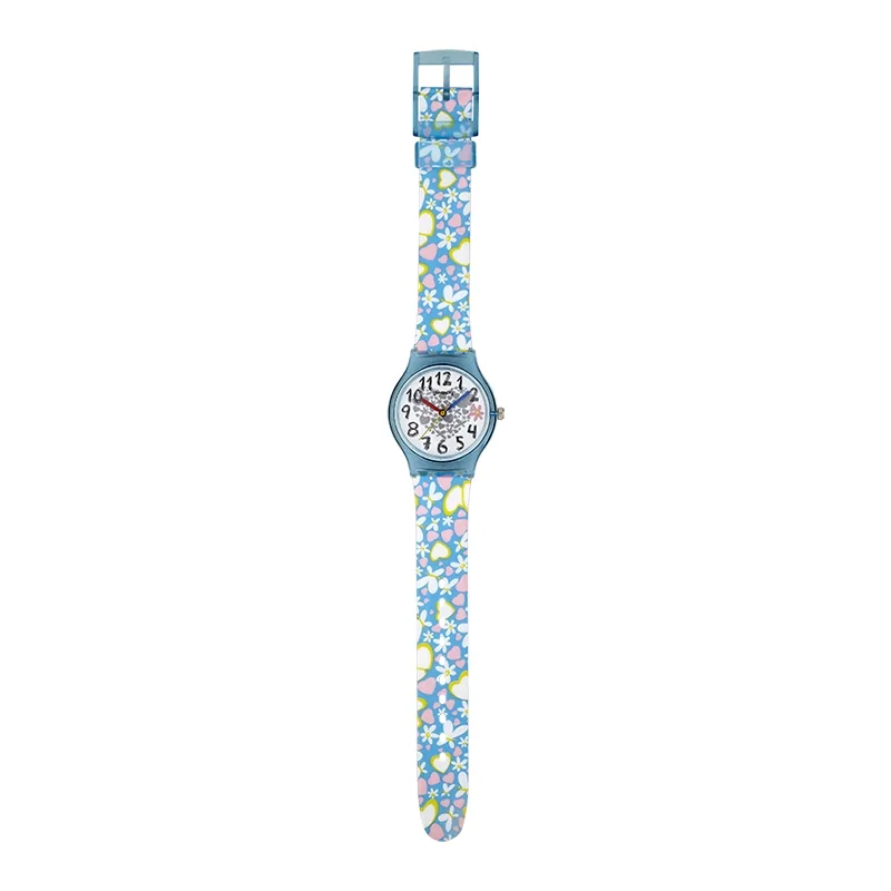 Reloj Reloj university analogo, para Mujer niña, tablero redondo color blanco, estilo arabigos, pulso plastico color azul