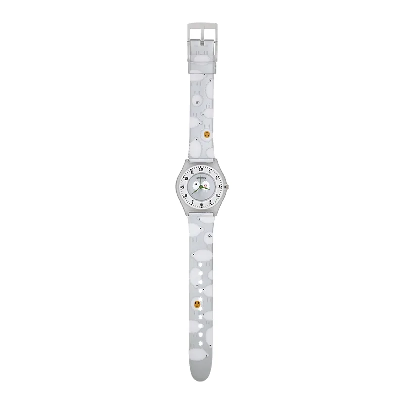 Reloj Reloj university analogo, para Mujer niña, tablero redondo colores blanco y gris, estilo arabigos, pulso plastico color gris