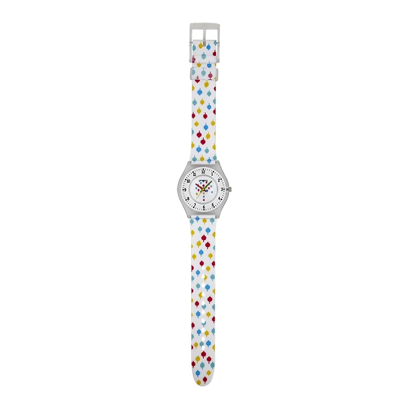 Reloj Reloj university analogo, para Mujer niña, tablero redondo color blanco, estilo arabigos, pulso plastico color blanco