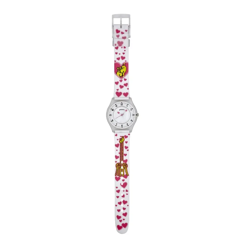 Reloj Reloj university analogo, para Mujer niña, tablero redondo color blanco, estilo arabigos, pulso plastico colores blanco y rosado