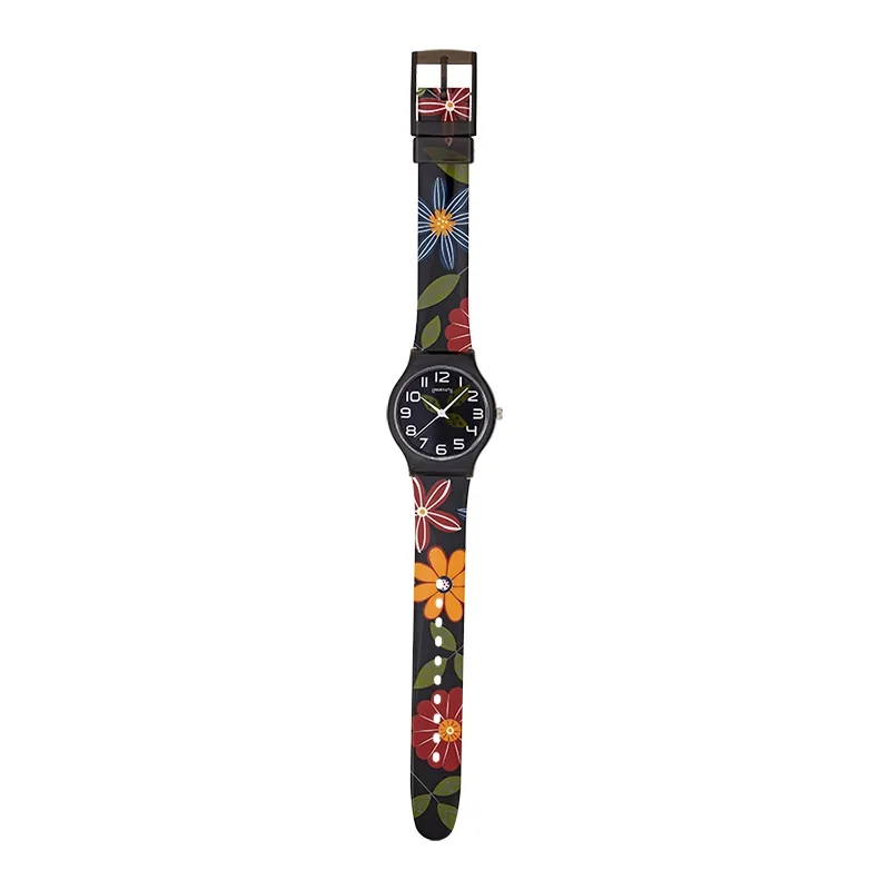 Reloj Reloj university analogo, para Mujer niña, tablero redondo colores negro y verde, estilo arabigos, pulso plastico color negro