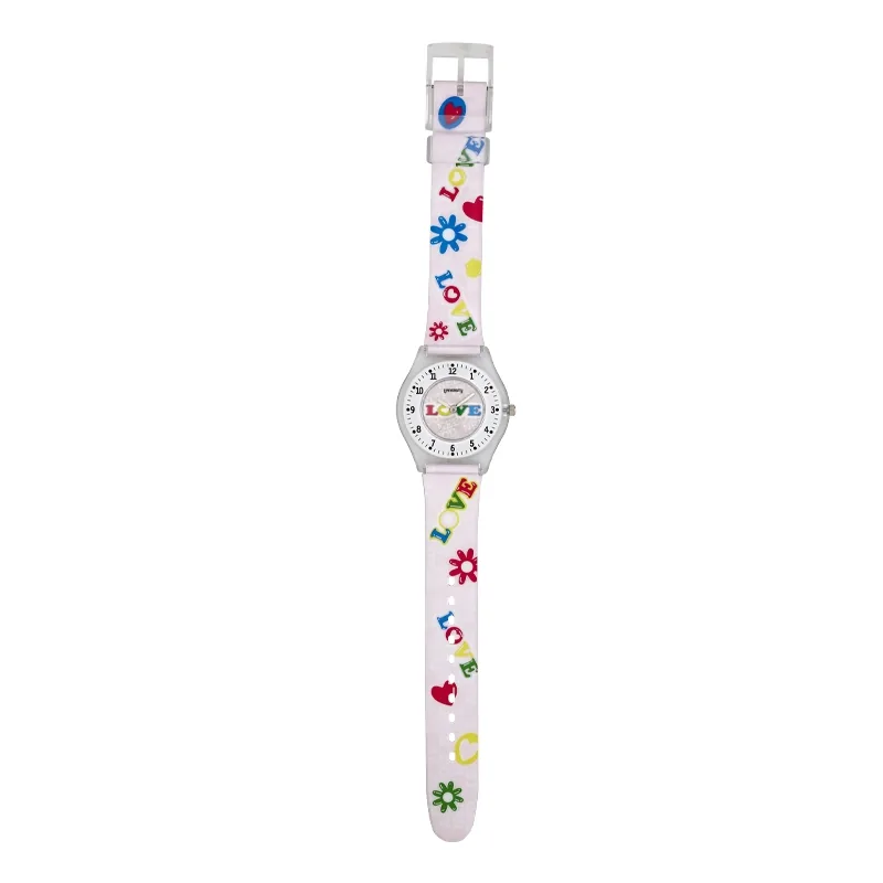 Reloj Reloj university analogo, para Mujer niña, tablero redondo color rosado, estilo arabigos, pulso plastico color rosado