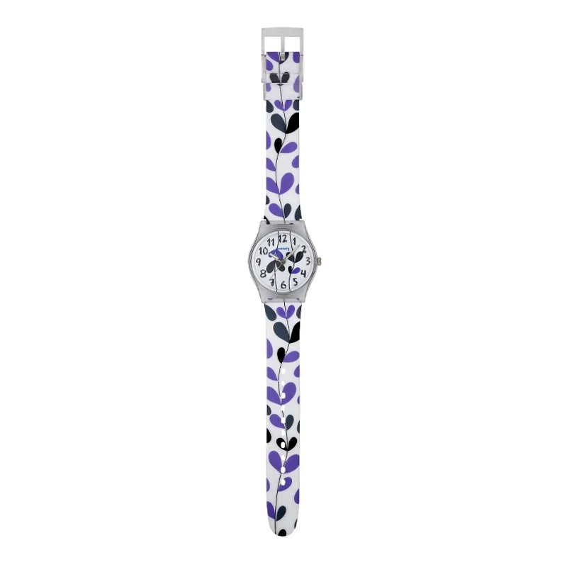 Reloj Reloj university analogo, para Mujer niña, tablero redondo color blanco, estilo arabigos, pulso plastico color blanco