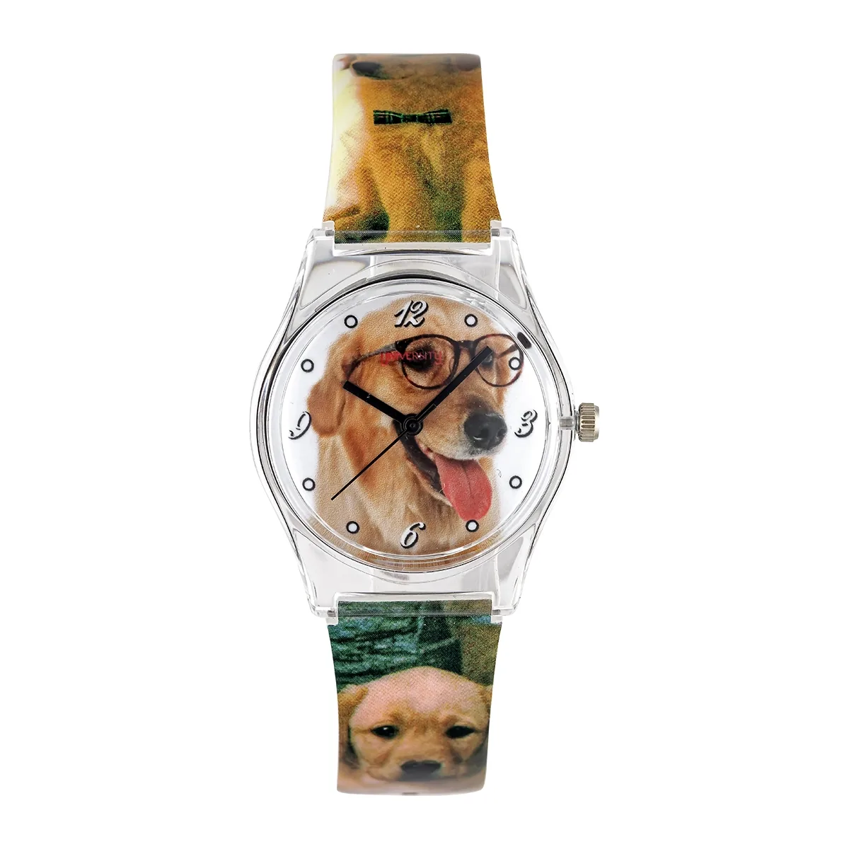 Reloj Reloj university analogo, para Mujer niña, tablero redondo colores blanco y café, estilo arabigos, pulso plastico color café