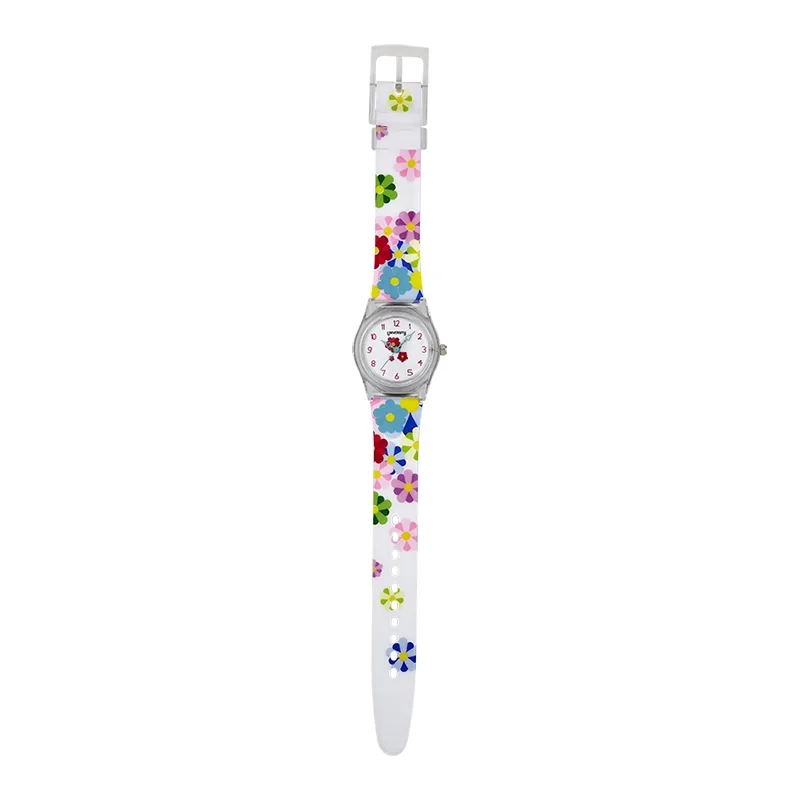 Reloj Reloj university analogo, para Mujer niña, tablero redondo colores blanco y rojo, estilo arabigos, pulso plastico color blanco