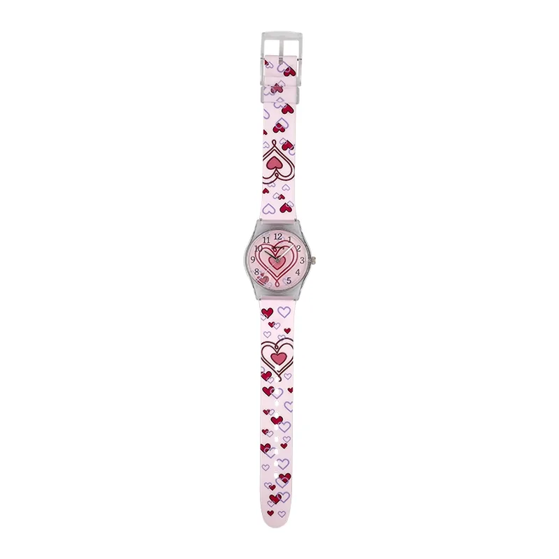 Reloj Reloj university analogo, para Mujer niña, tablero redondo colores rojo y rojo, estilo arabigos, pulso plastico color rosado