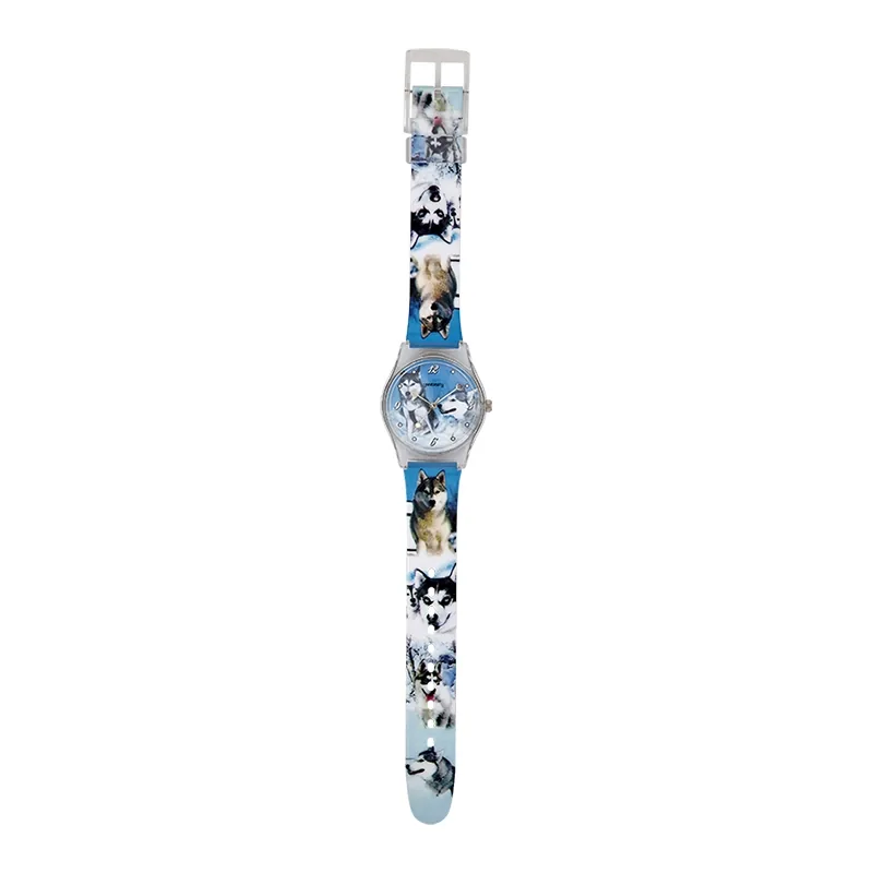 Reloj Reloj university analogo, para Mujer niña, tablero redondo colores azul, negro y blanco, estilo puntos + arabigo, pulso plastico color azul