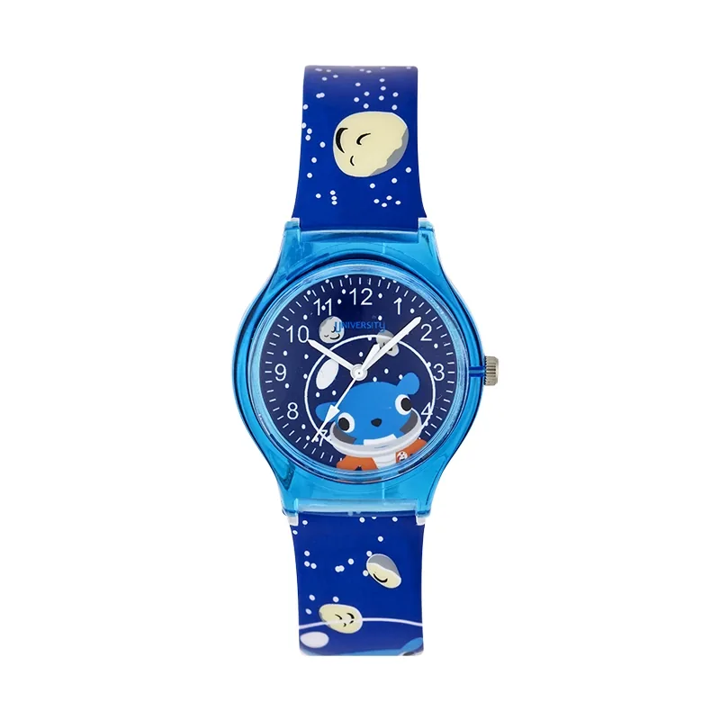 Reloj Reloj university analogo, para Mujer niña, tablero redondo color azul, estilo arabigos, pulso plastico color azul