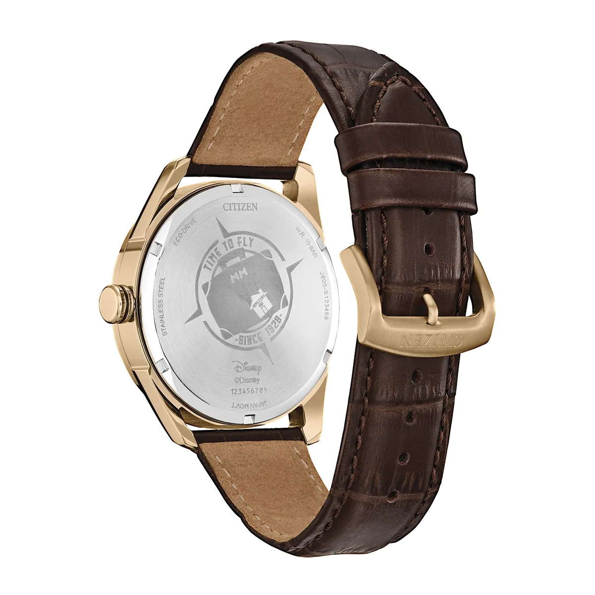 Reloj Citizen análogo, para Hombre, tablero redondo color beige, estilo arábigos, pulso cuero color café, calendario