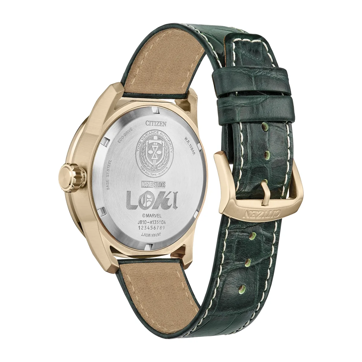 Reloj Citizen análogo, para Hombre, tablero redondo color verde, estilo index + arábigo, pulso cuero color verde, calendario