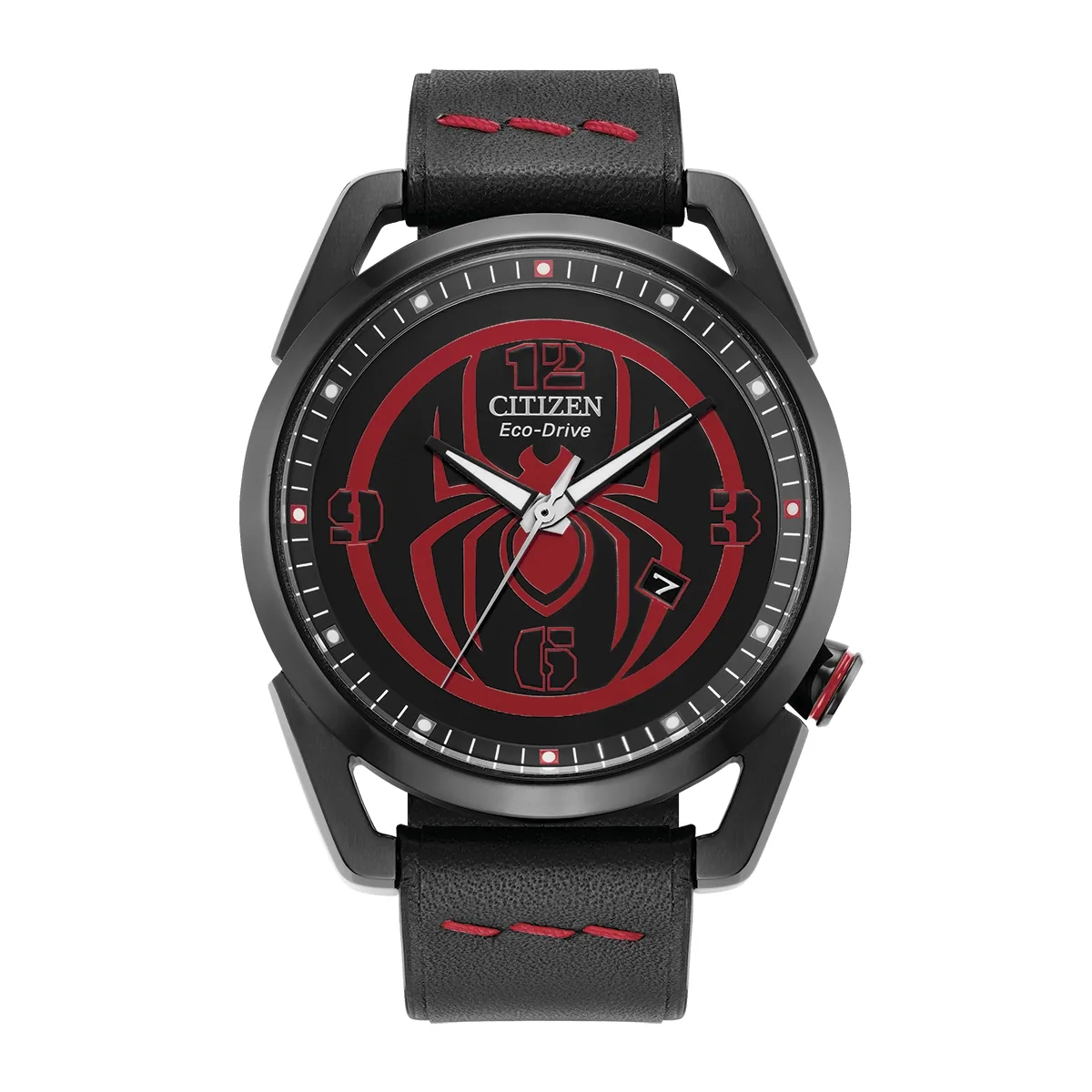 Reloj Citizen análogo, para Hombre, tablero redondo color negro, estilo arábigos, pulso cuero color negro, calendario
