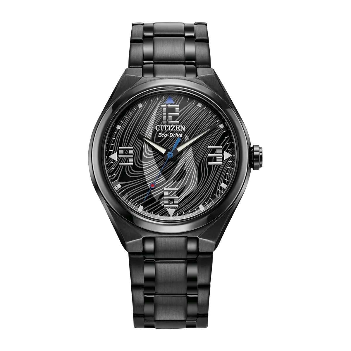 Reloj Citizen análogo, para Hombre, tablero redondo color gris, estilo puntos + arábigo, pulso acero color negro