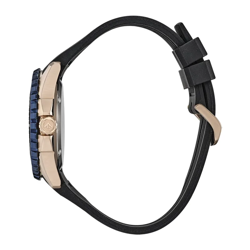 Reloj Citizen analogo, para Hombre, tablero redondo color azul, estilo index, pulso silicona color negro, calendario
