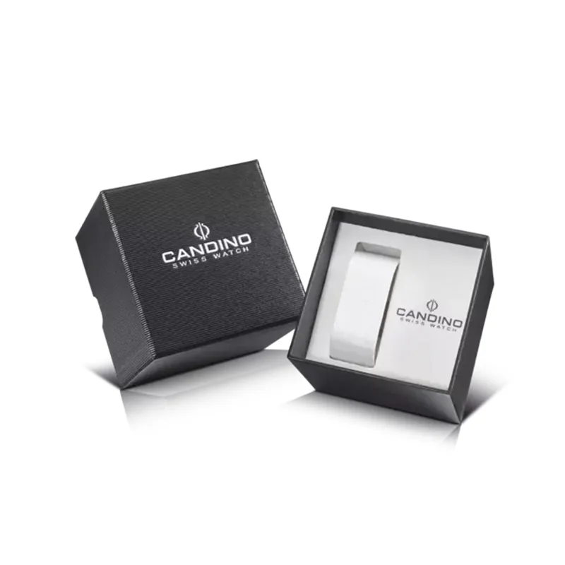 Reloj Candino analogo, para Dama, tablero redondo color negro, estilo index + romano, pulso acero color plateado