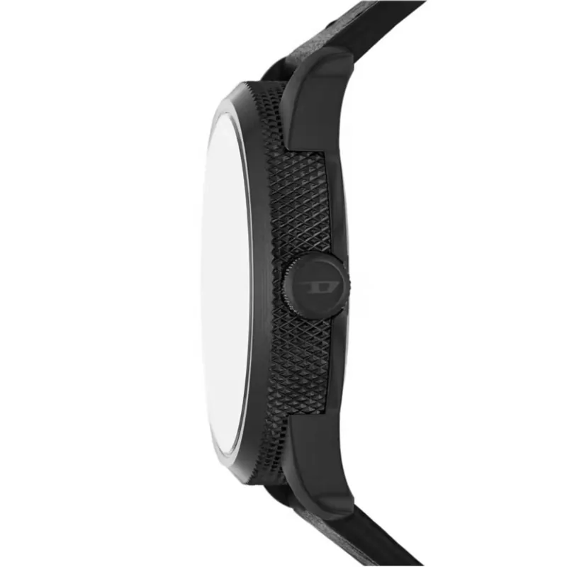 Reloj Diesel analogo, para Hombre, tablero redondo colores negro y rojo, estilo index + arabigo, pulso cuero color negro