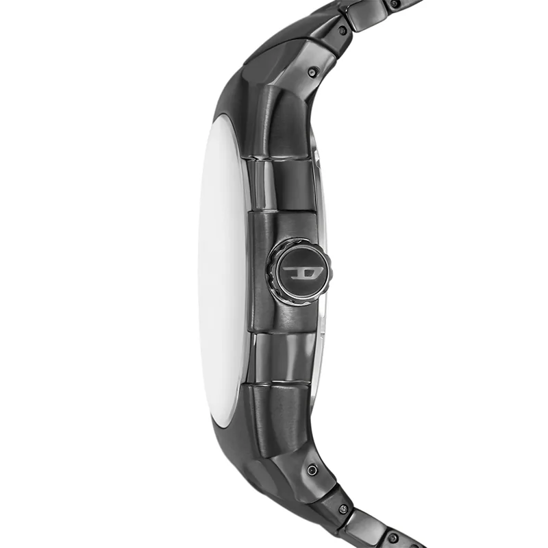 Reloj Diesel analogo, para Hombre, tablero redondo colores gris y negro, estilo index, pulso acero color negro