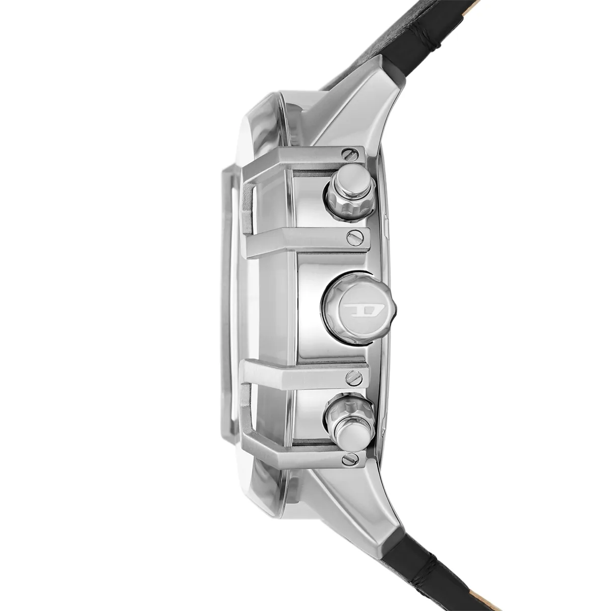 Reloj Diesel analogo, para Hombre, tablero redondo color negro, estilo index, pulso cuero color negro, calendario, cronografo