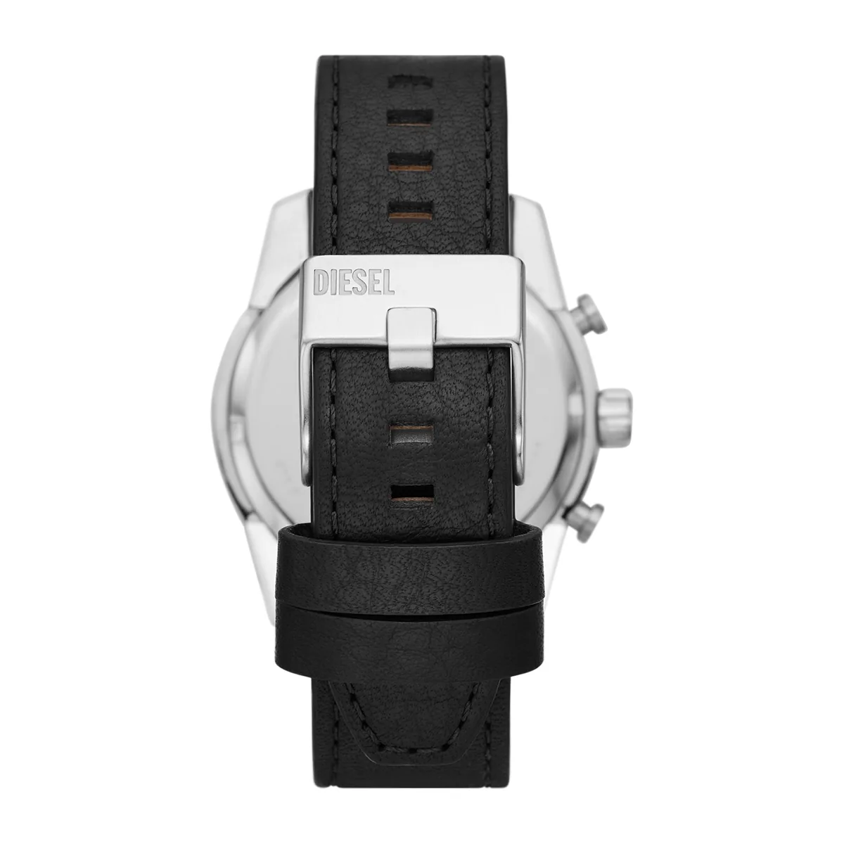 Reloj Diesel analogo, para Hombre, tablero redondo color negro, estilo index, pulso cuero color negro, cronografo