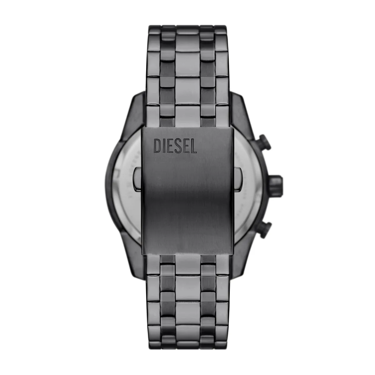 Reloj Diesel analogo, para Hombre, tablero redondo colores verde y naranja, estilo index, pulso acero color gris, cronografo