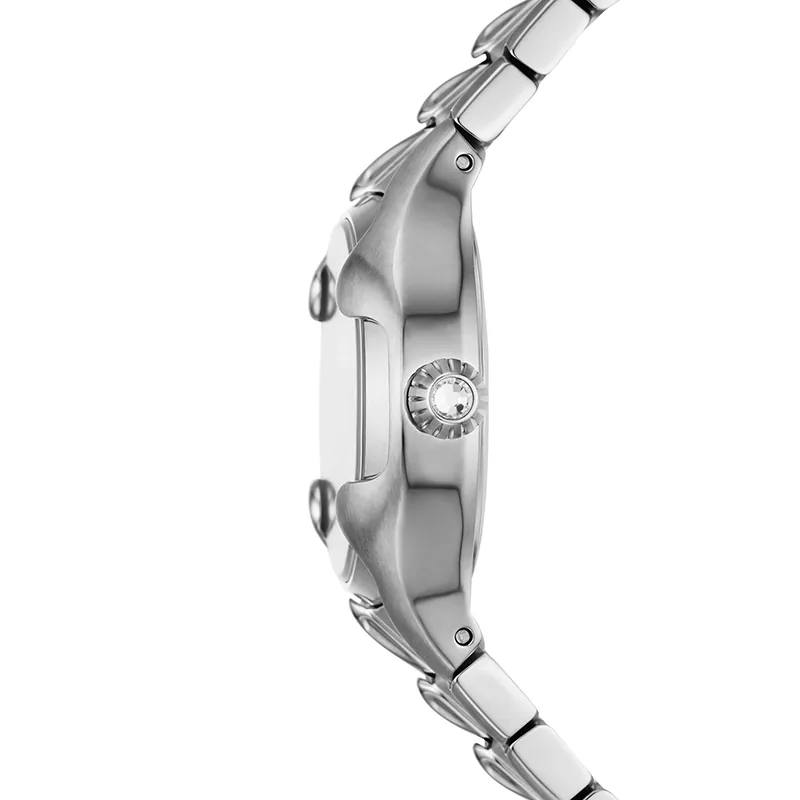 Reloj Diesel analogo, para Dama, tablero redondo color plateado, estilo index, pulso acero color plateado