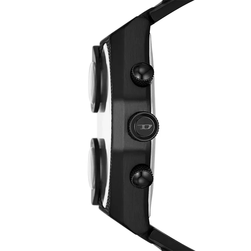 Reloj Diesel analogo, para Hombre, tablero redondo color negro, estilo index, pulso silicona color negro, calendario, cronografo