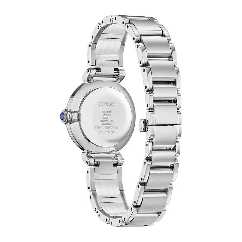 Reloj Citizen analogo, para Dama, tablero redondo color azul, estilo romanos, pulso acero color plateado