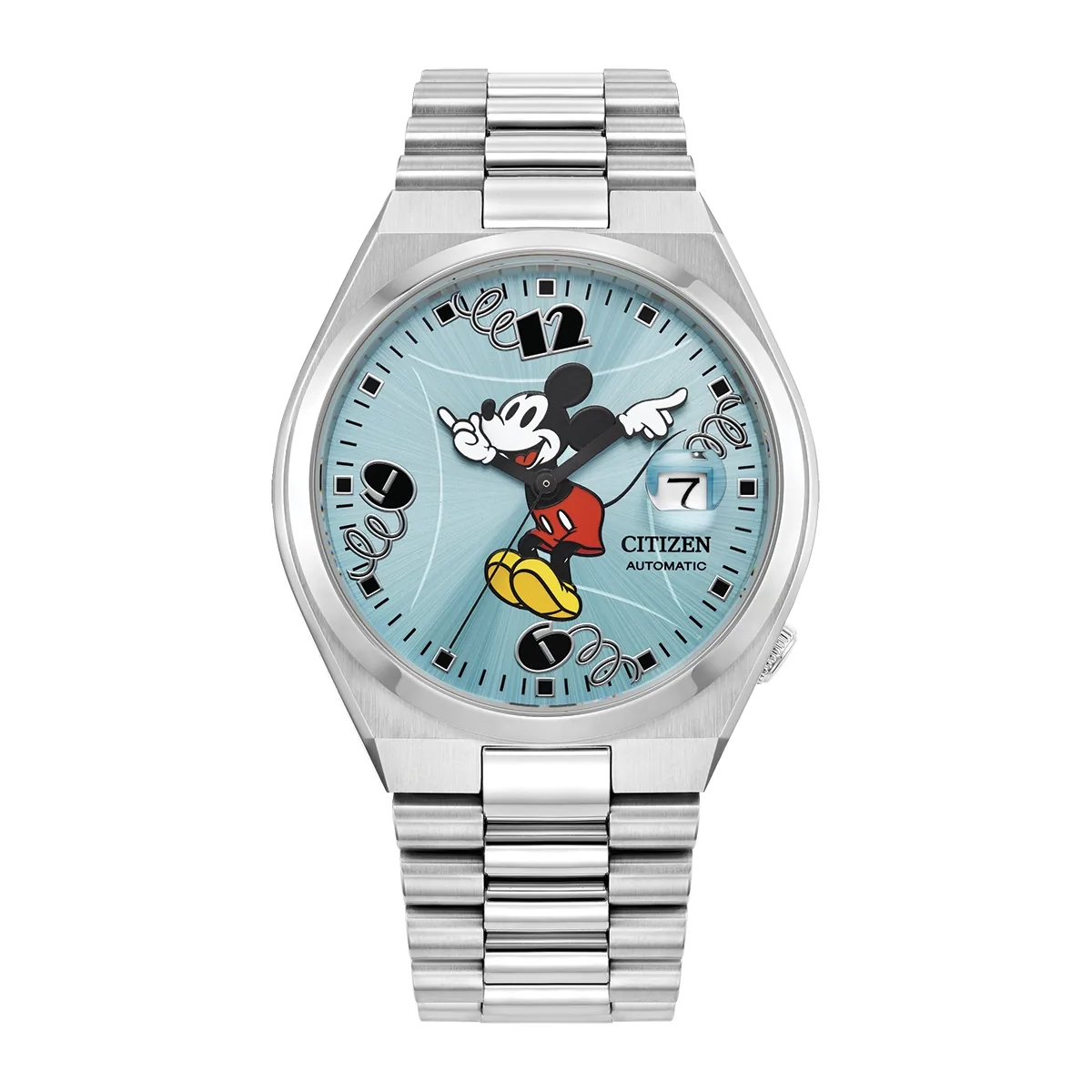 Reloj Citizen análogo, Unisex, tablero redondo color azul, estilo puntos + arábigo, pulso acero color plateado, calendario