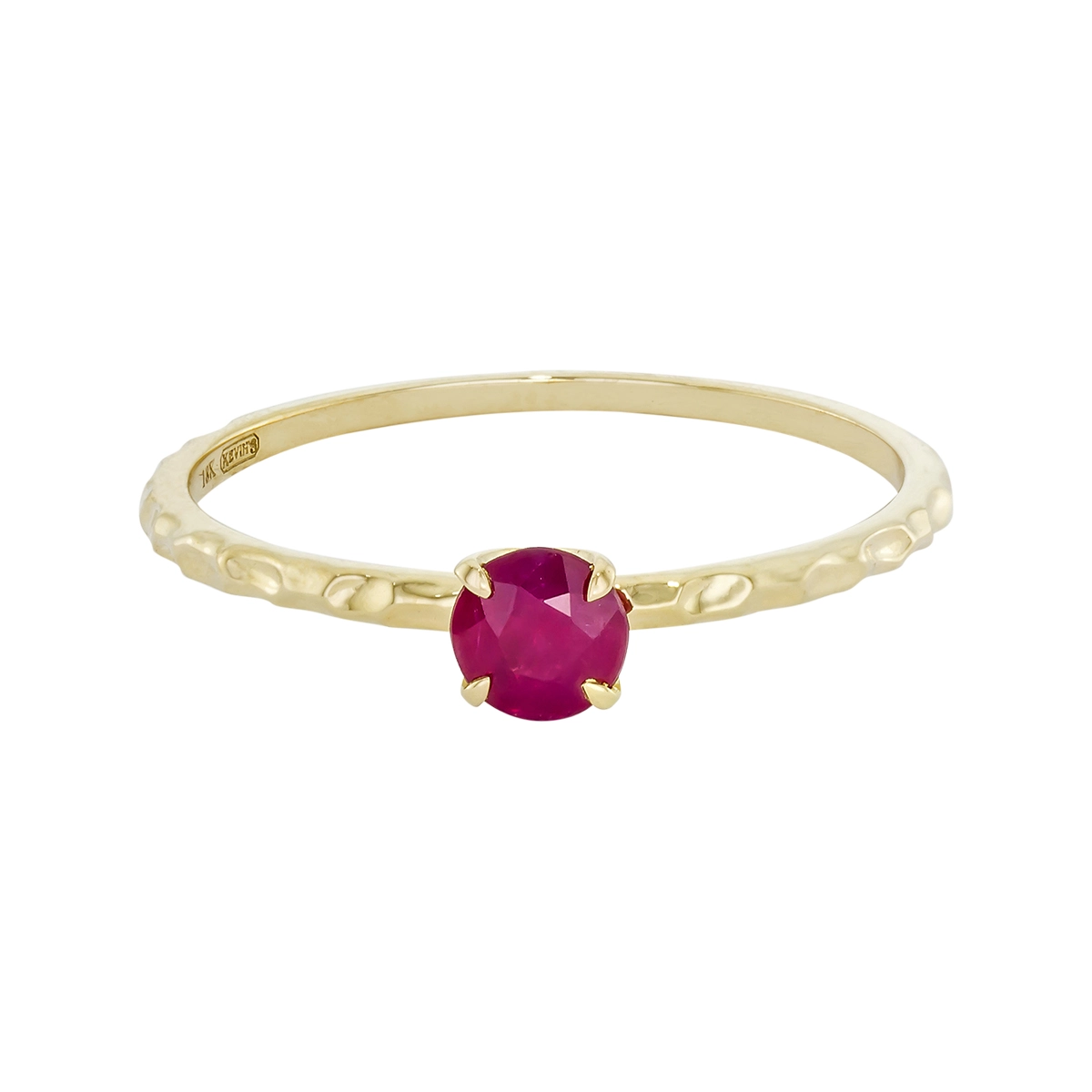 Anillo en oro amarillo de 18 Kilates con visos, con rubí central de 0.20 Ct