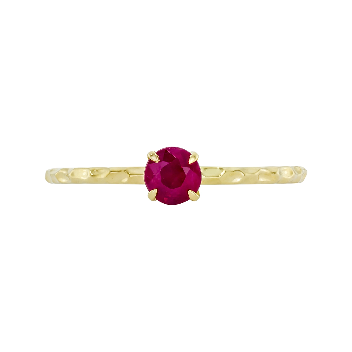 Anillo en oro amarillo de 18 Kilates con visos, con rubí central de 0.20 Ct