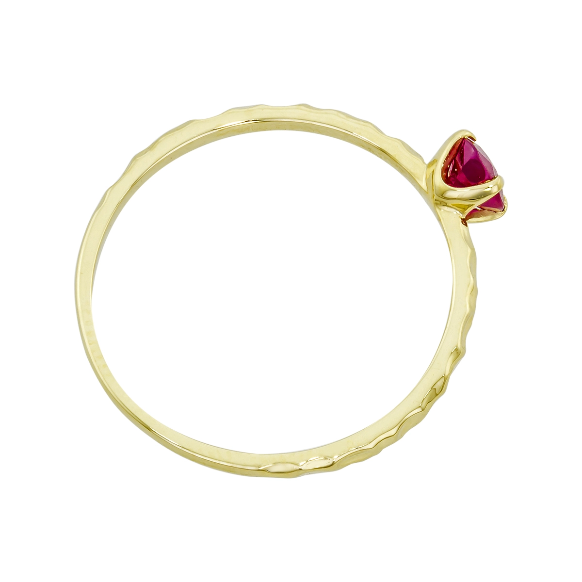 Anillo en oro amarillo de 18 Kilates con visos, con rubí central de 0.20 Ct