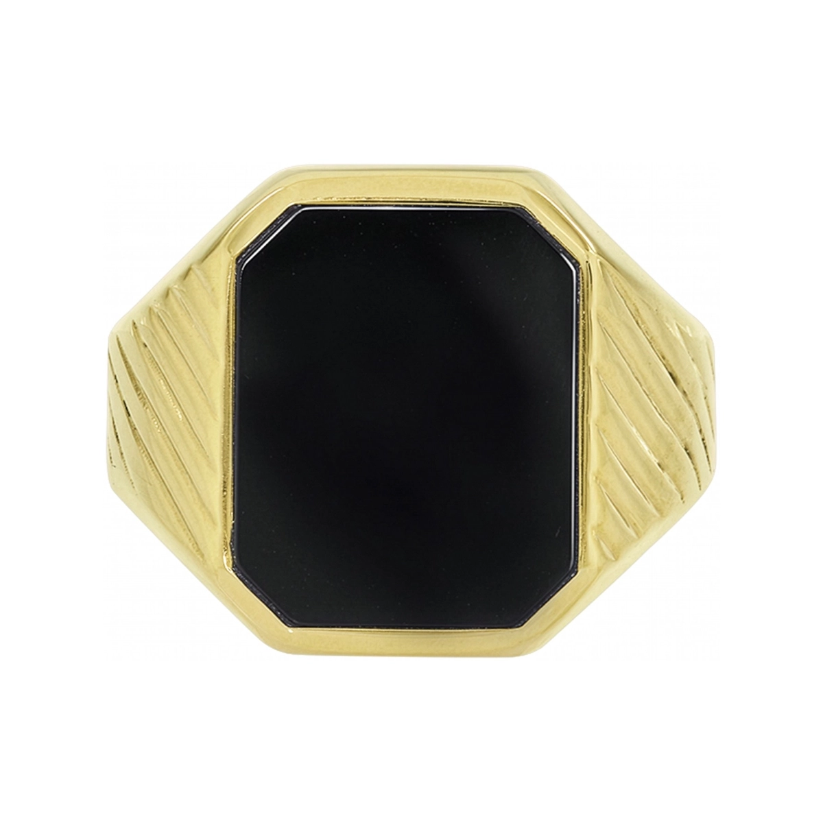 Anillo en oro amarillo de 18 Kilates con visos, con ónix central