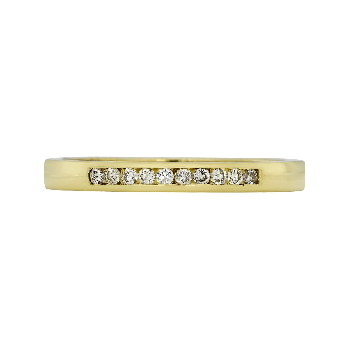 Argolla en oro amarillo de 18 Kilates, Cintillo, con diamantes de 0.11 Ct