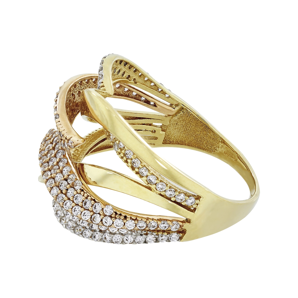 Anillo en oro amarillo de 18 Kilates, con zircones