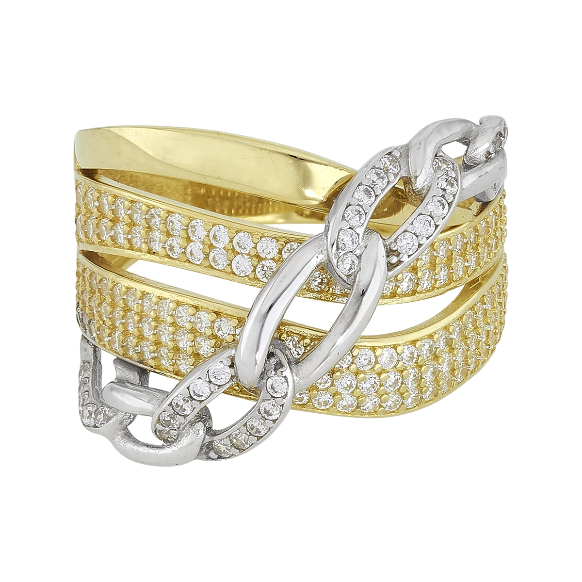 Anillo en oro amarillo de 18 Kilates, con zircones