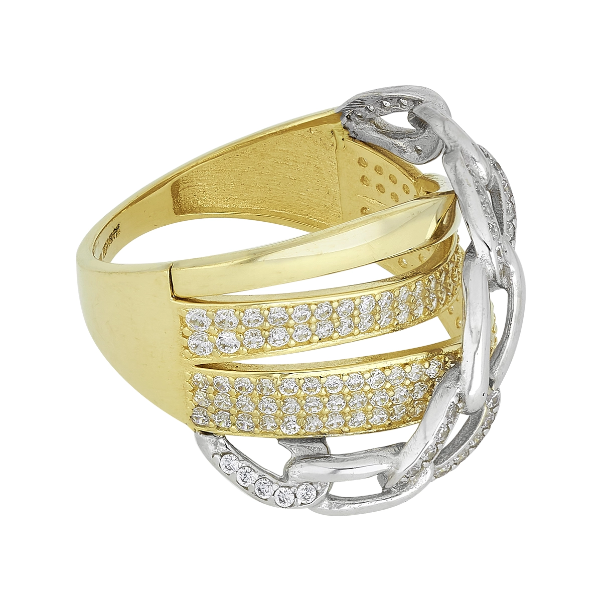 Anillo en oro amarillo de 18 Kilates, con zircones