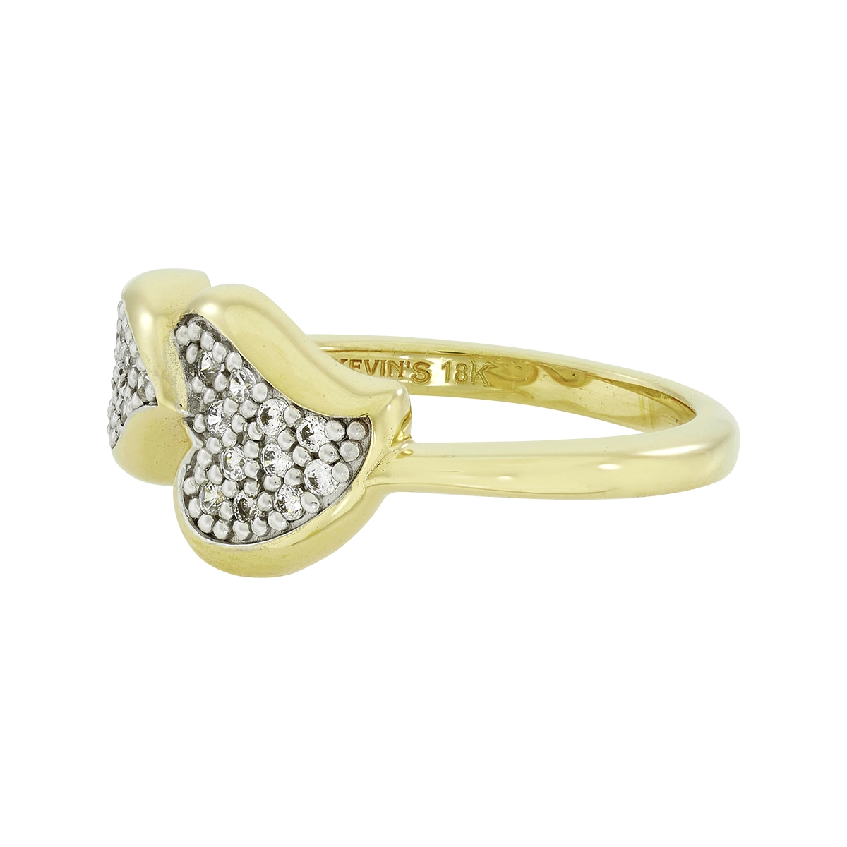 Anillo de corazones en oro amarillo de 18 Kilates, con zircones