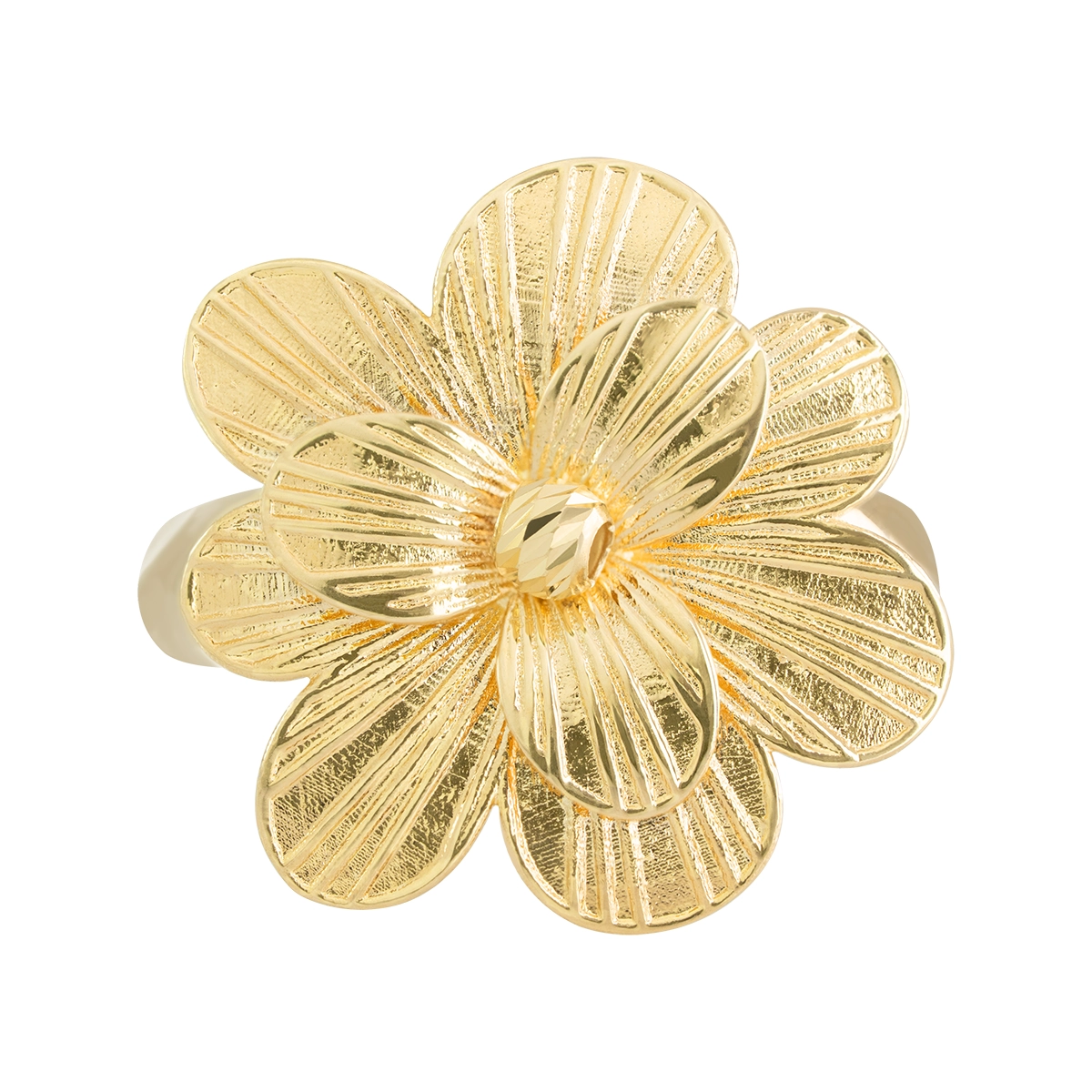 Anillo en oro amarillo de 18 Kilates con visos satinado