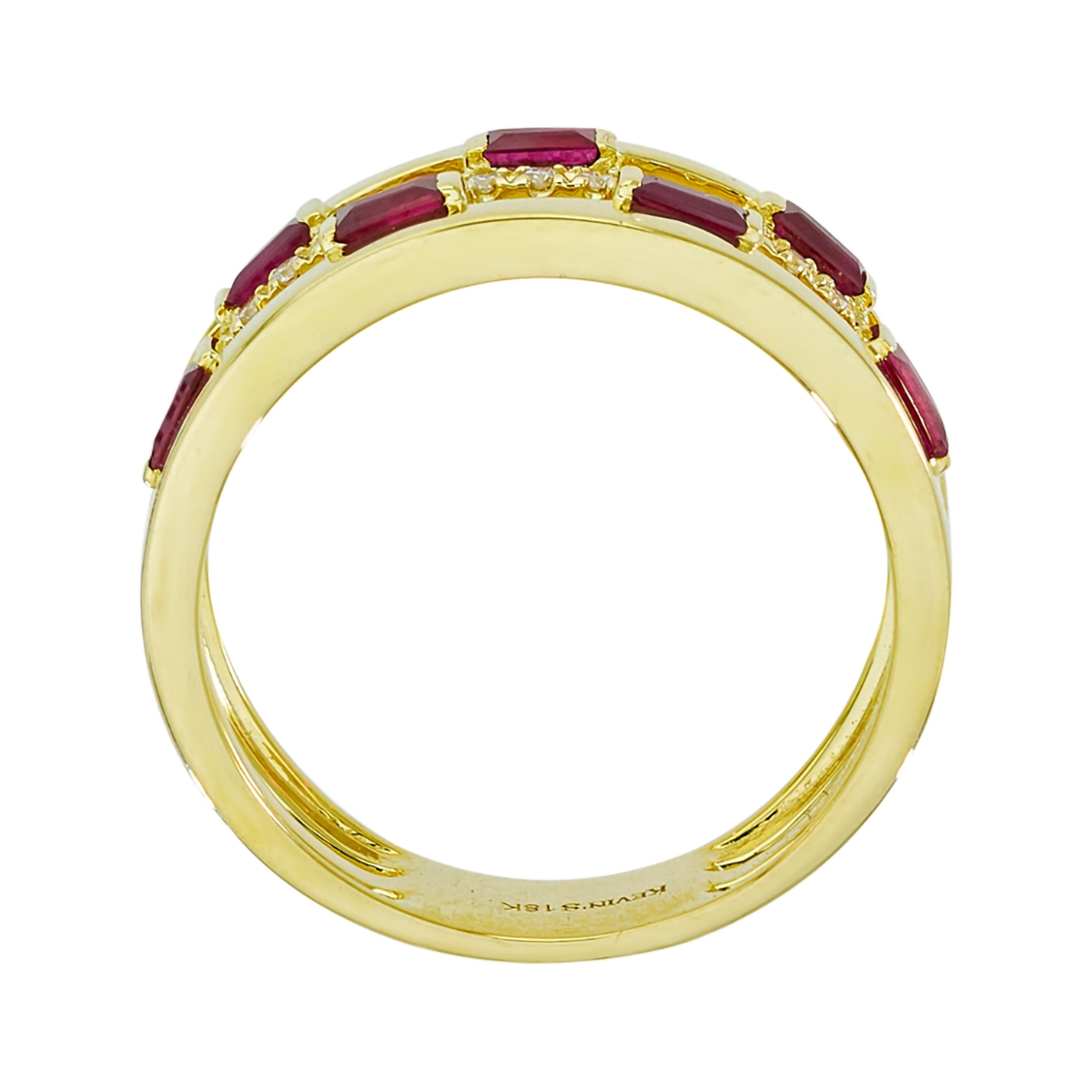 Anillo en oro amarillo de 18 Kilates, con rubís de 0.44 Ct y diamantes de 0.18 Ct