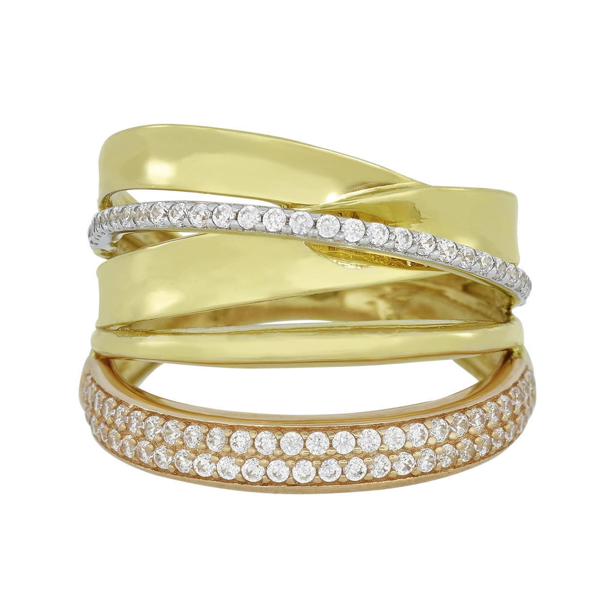 Anillo en oro amarillo de 18 Kilates, con zircones