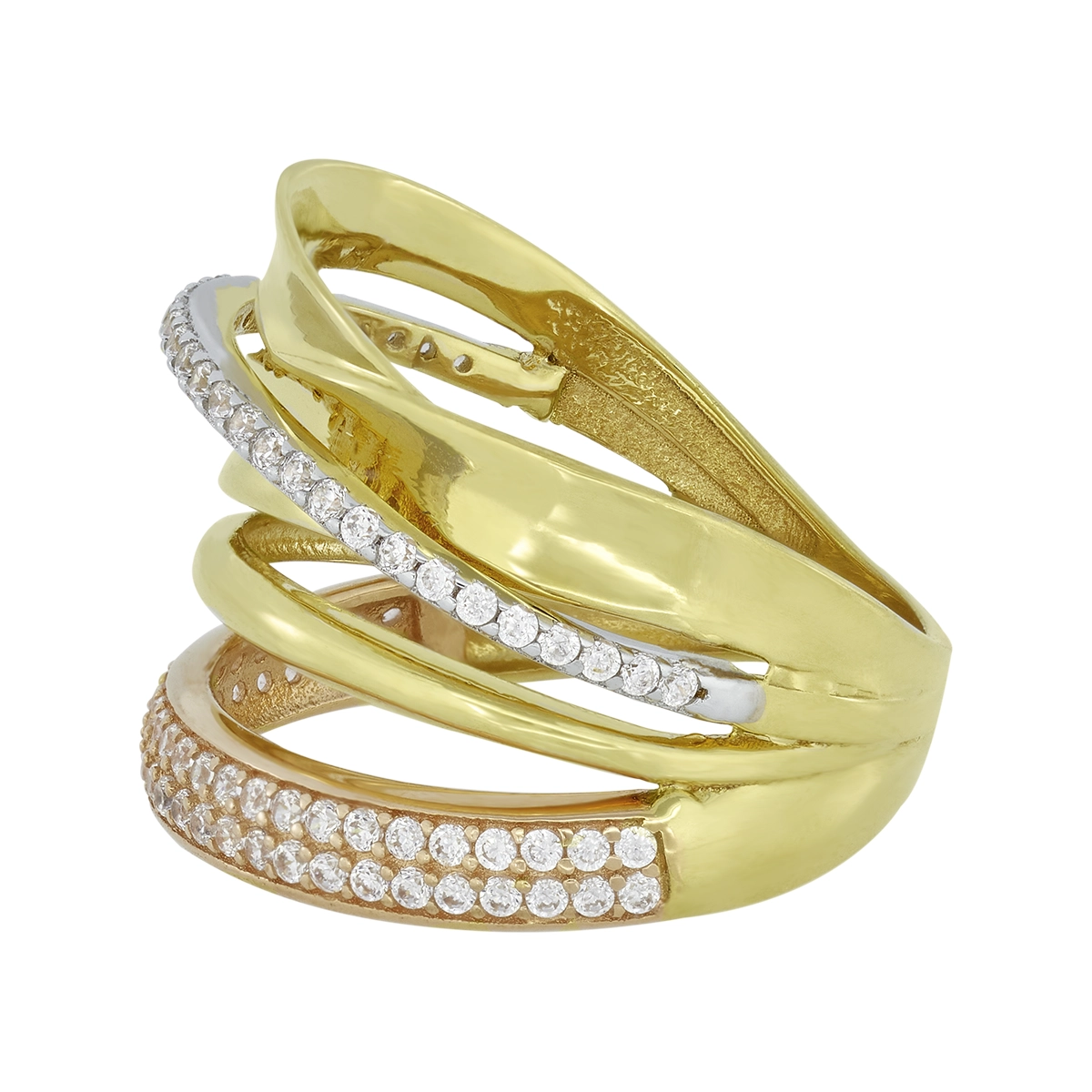 Anillo en oro amarillo de 18 Kilates, con zircones