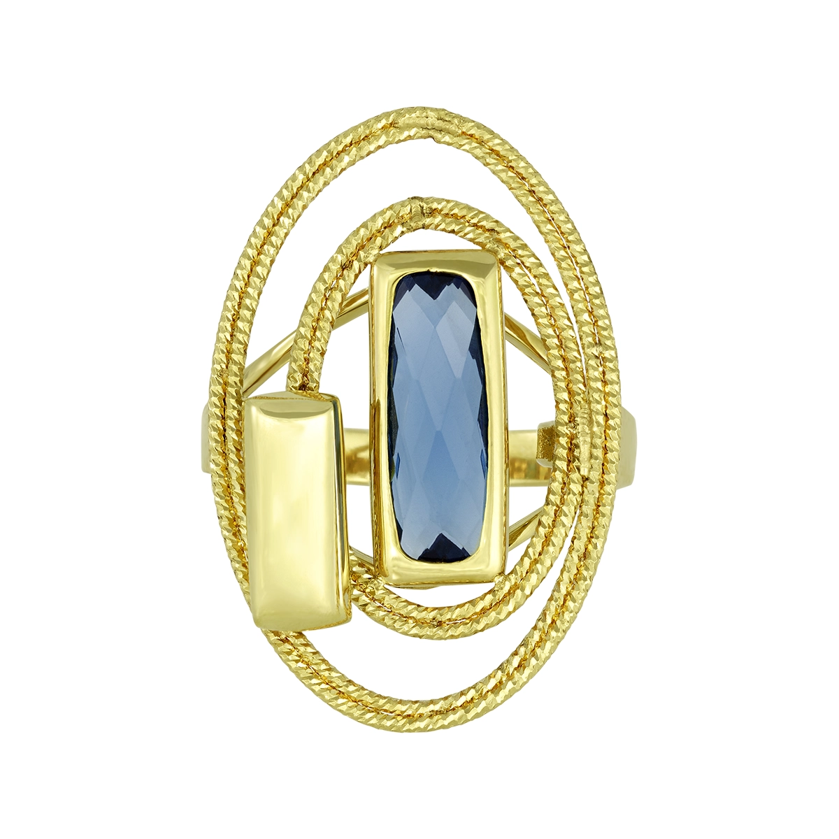 Anillo en oro amarillo de 18 Kilates con visos, con zircón col central