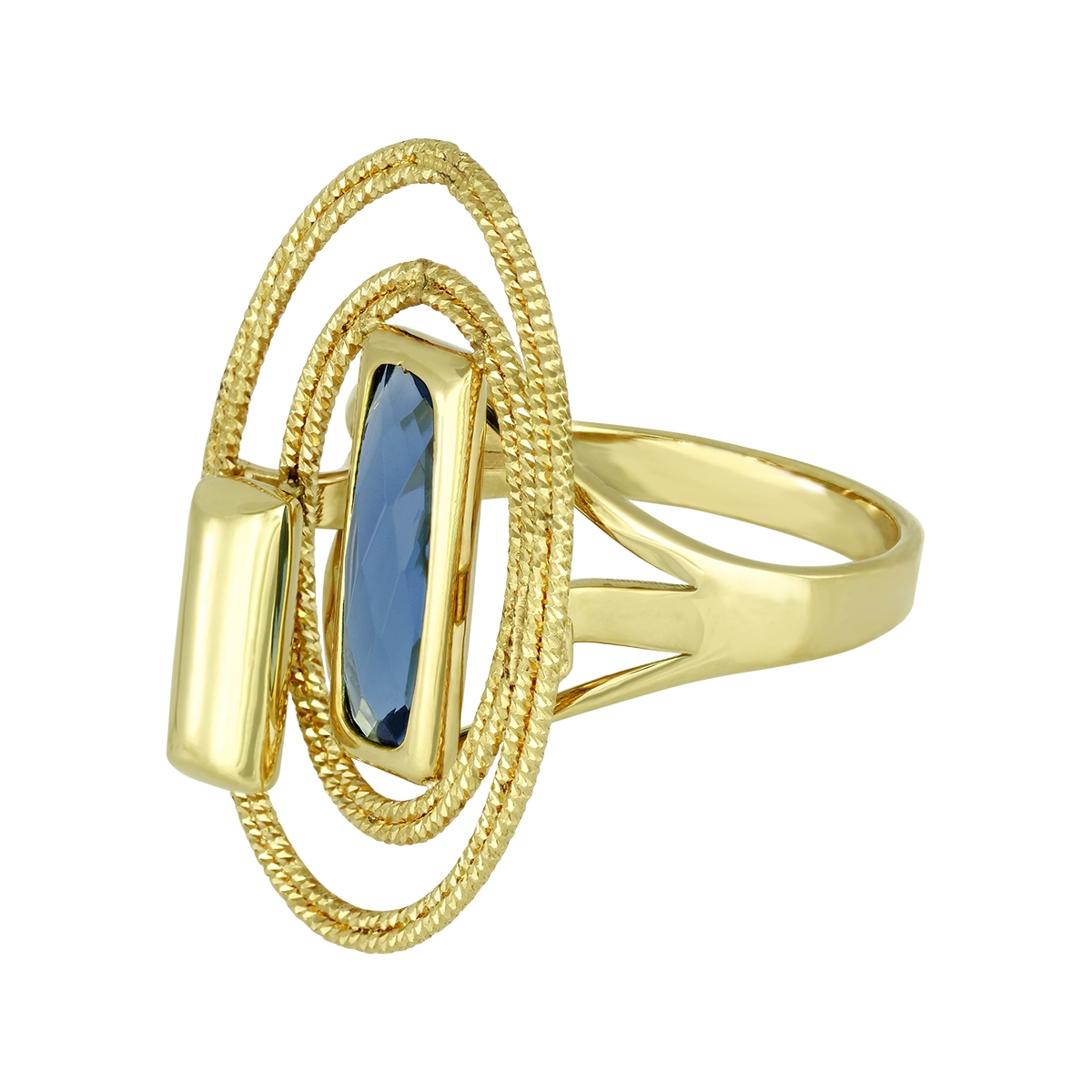 Anillo en oro amarillo de 18 Kilates con visos, con zircón col central