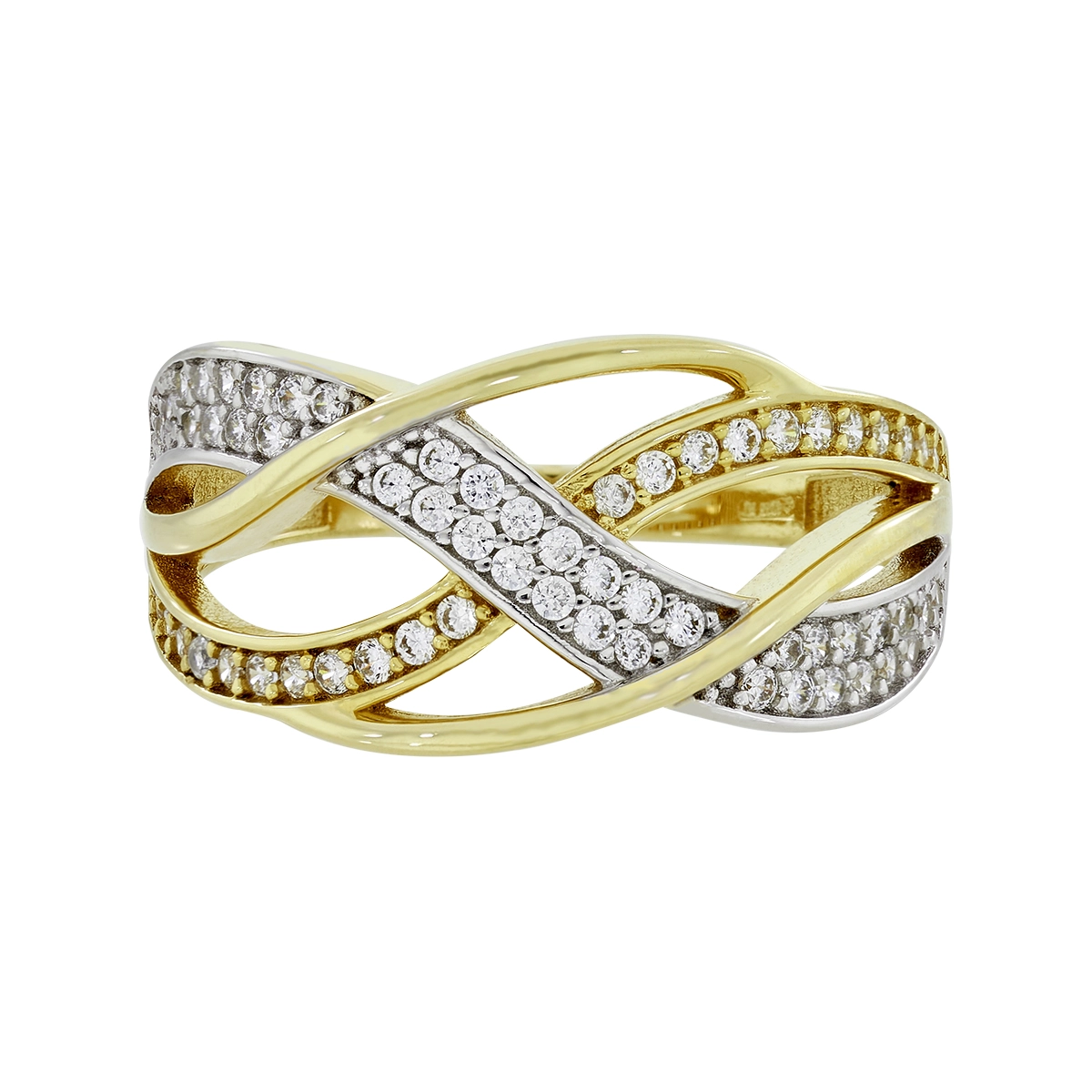 Anillo en oro amarillo de 18 Kilates, con zircones