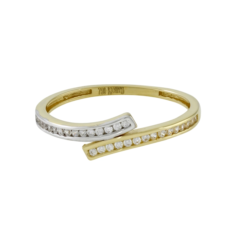 Anillo en oro amarillo de 18 Kilates, con zircones
